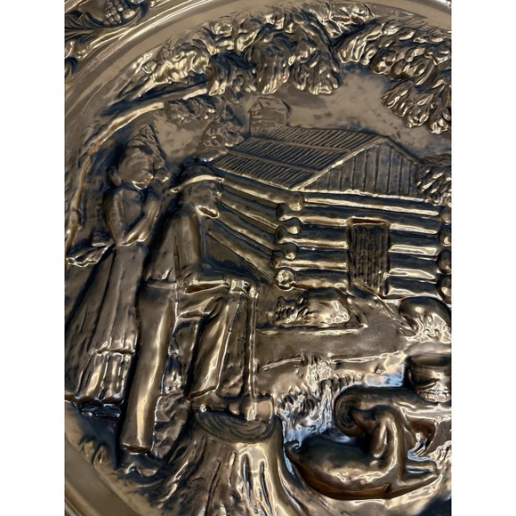 Vintage Coppercraft Guild Copper  Set Of  2 PCs  Wall Hanging Plates 20"and 13" - Picture 8 of 16